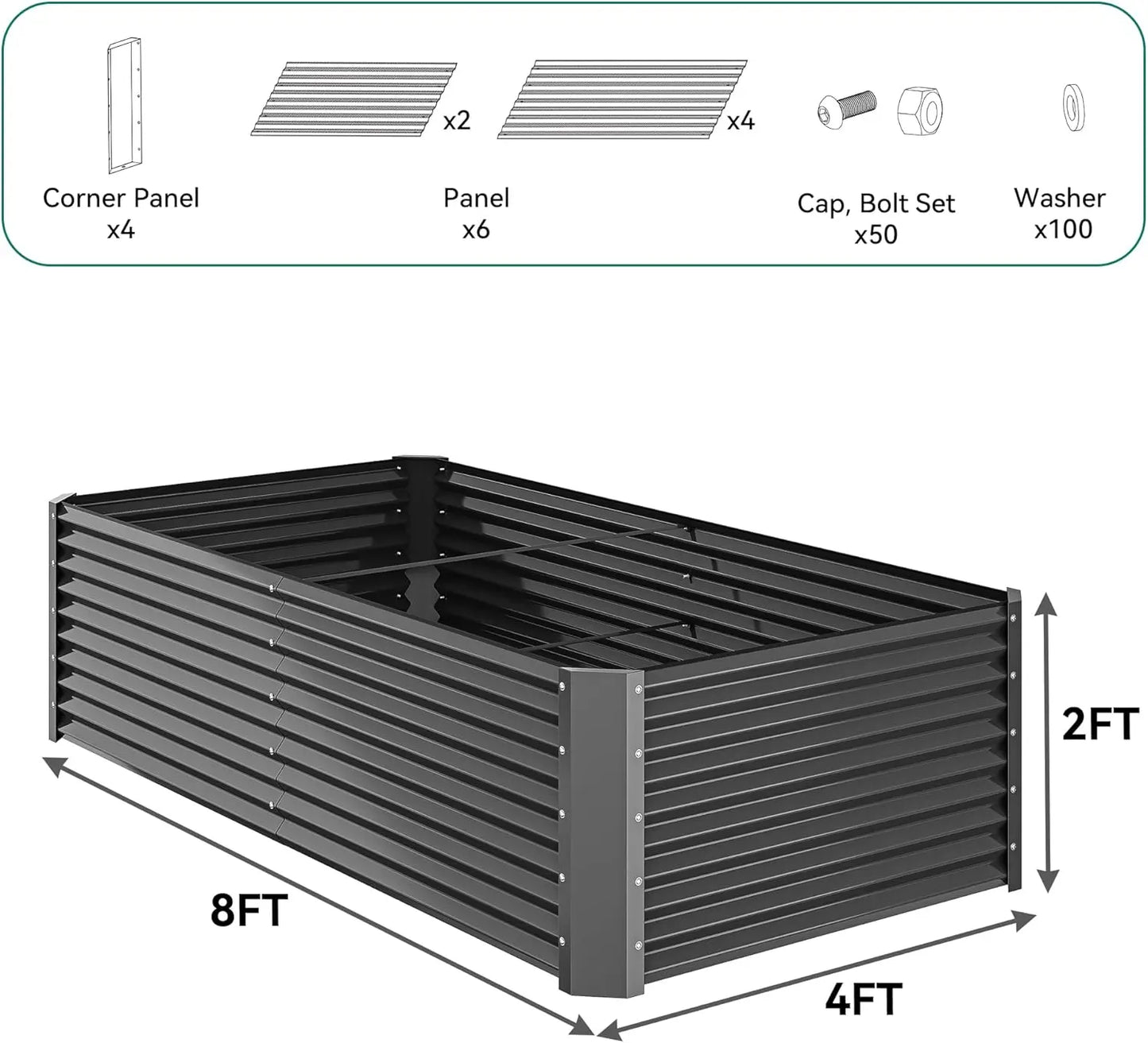1/2 pcs Raised Garden Bed Kit, with Gloves & Tension Bar