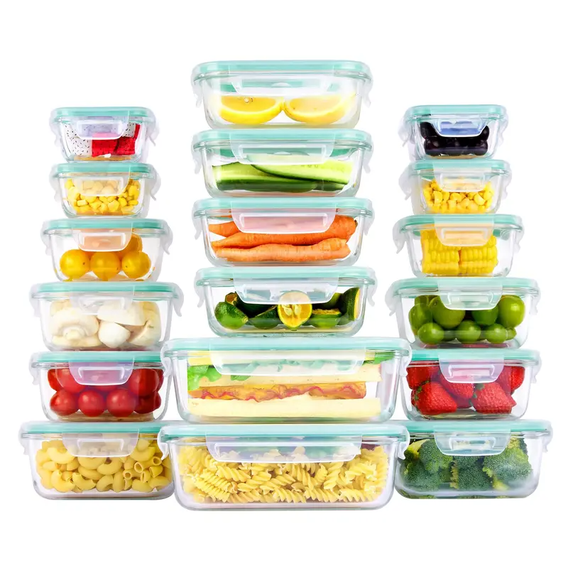 18-Pack Glass Food Storage Containers with Airtight Lids – Stackable Meal Prep Set, Microwave/Oven/Freezer Safe, Leakproof Kitchen Storage for Lunch & Food Organization