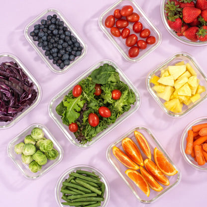 12 Glass Storage Containers with Leak proofLids Set