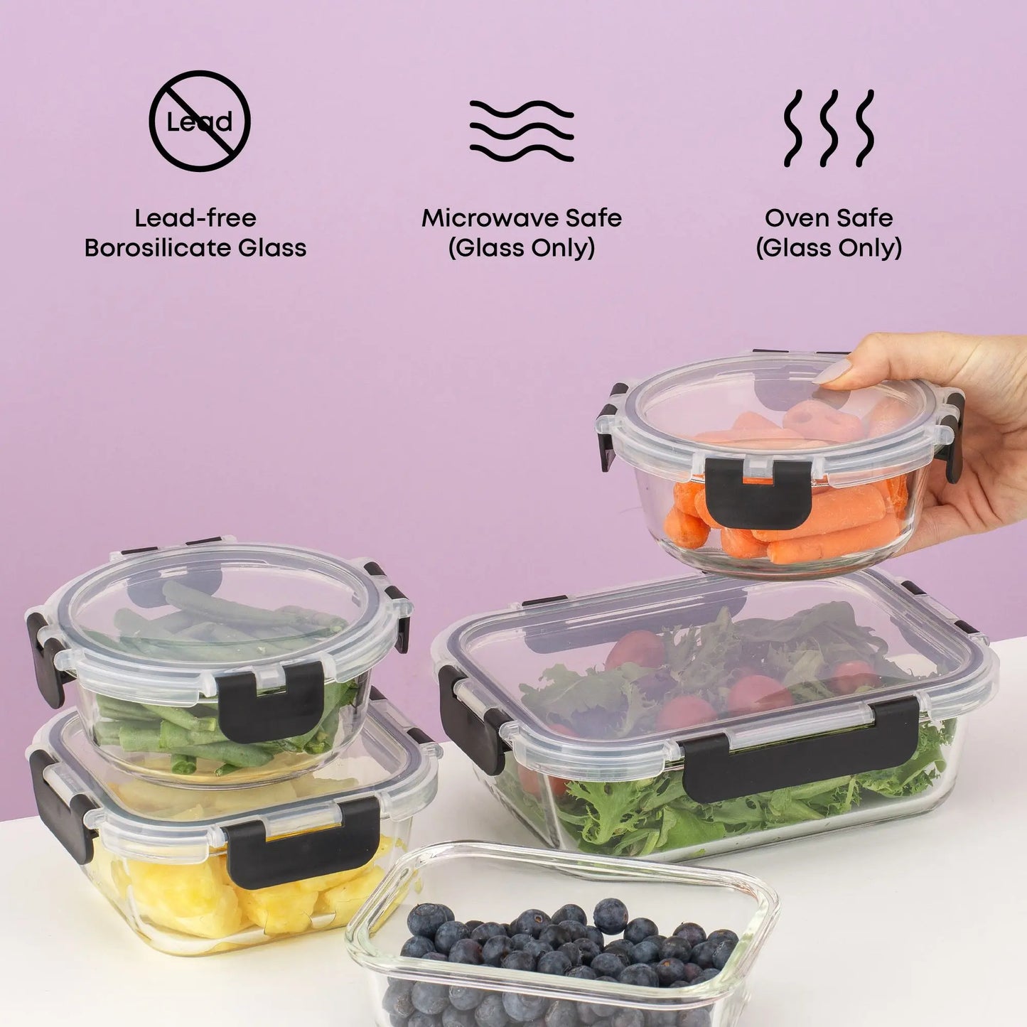 12 Glass Storage Containers with Leak proofLids Set