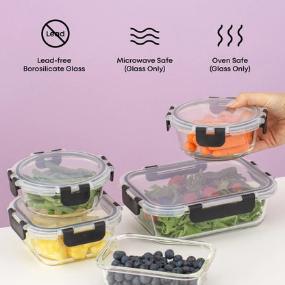 12 Glass Storage Containers with Leak proofLids Set
